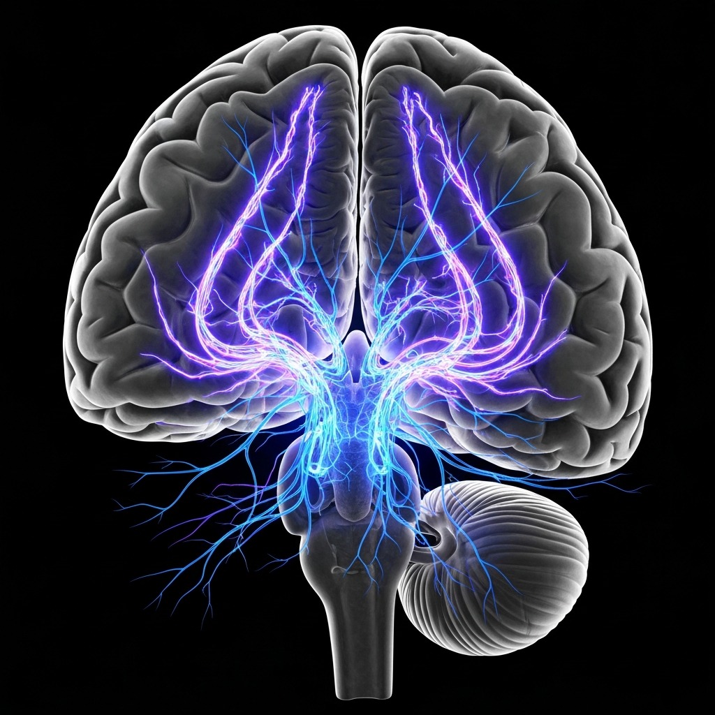 Illustration of neural pathways in the brain forming and strengthening through repeated habits
