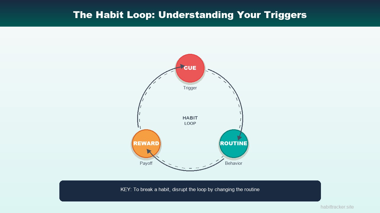 The habit loop: cue, routine, and reward cycle